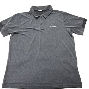 Columbia Men Performance Polo Shirt XL Gray Short Sleeve Outdoors Lightweight